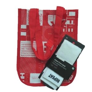 LULULEMON Intent Crew Sock size M/L Men's 7-9.5 White Black Red Shopping Bag